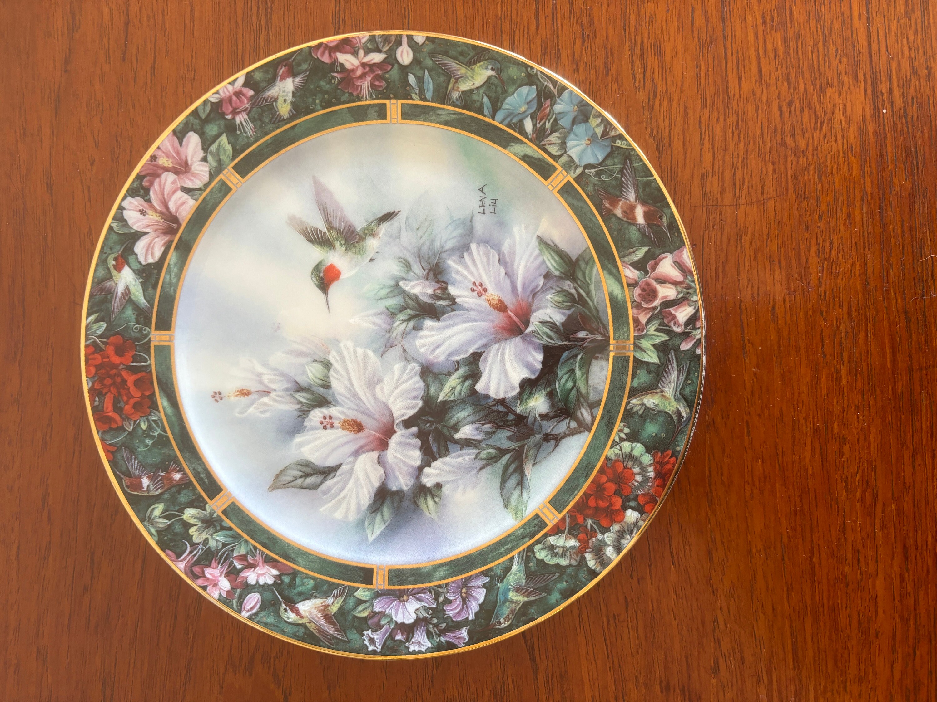 ヴィンテージ レナ・リウ ハミングバード 磁器プレート：1990年代