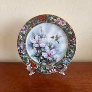 Vintage Lena Liu Hummingbird Porcelain Plate: 1990s Treasury Collection
