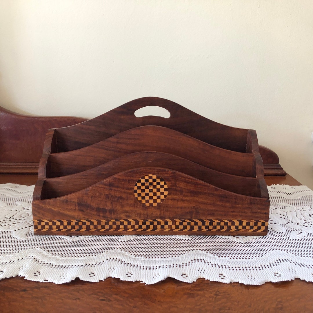 Vintage Handcrafted Letter Rack Wooden Inlay Compartment - Etsy