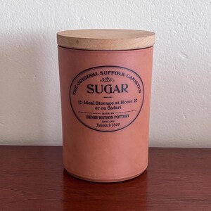 Vintage Henry Watson Suffolk Pottery Sugar Canister: Terracotta Kitchen Storage Jar