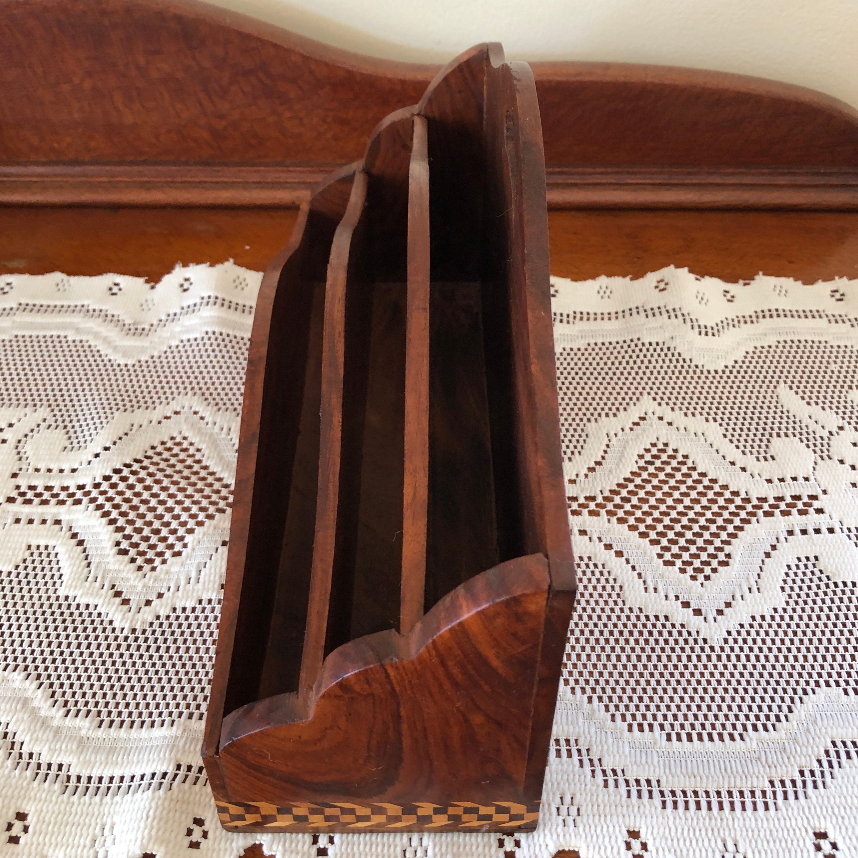 Vintage Handcrafted Letter Rack Wooden Inlay Compartment - Etsy
