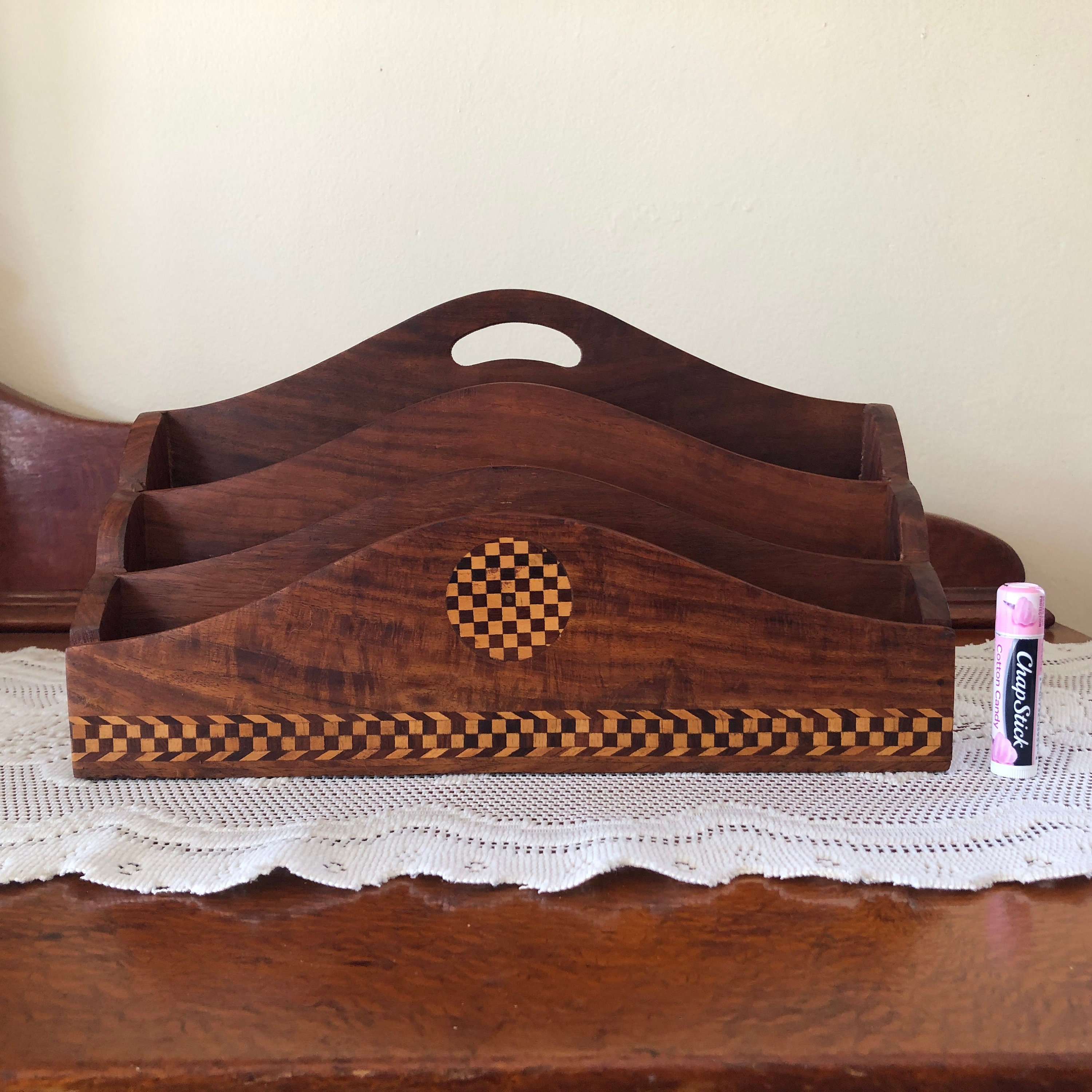 Vintage Handcrafted Letter Rack Wooden Inlay Compartment - Etsy