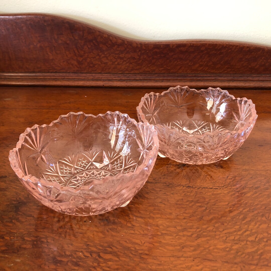 Vintage Toyo Japan Pink Cut Glass Bowls Pretty in Pink Dishes Etsy