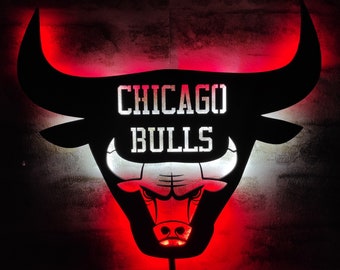 Chicago Bulls Led Sign Basketball Decor Chicago Bulls Logo - Etsy