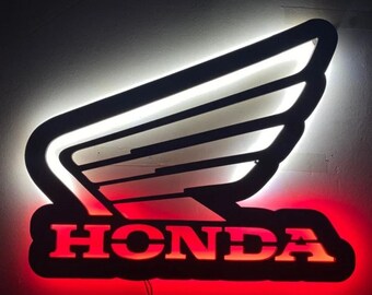 Honda Wings Japan Motocycles Logo LED Light Table top Man cave room Garage Signs 