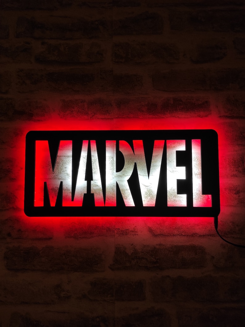 Marvel Marvel Led Sign Marvel Studios Marvel Wall Decor Etsy