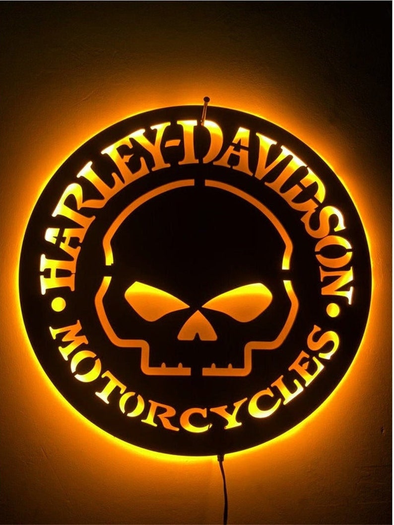 Harley Davidson Harley Davidson Lighted Wall Decor Harley Etsy