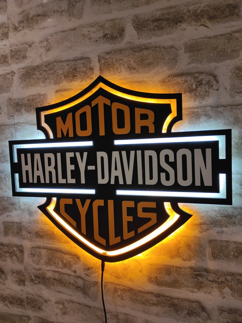 Harley Davidson Motorcycles Lighted Harley Davidson Wall Etsy
