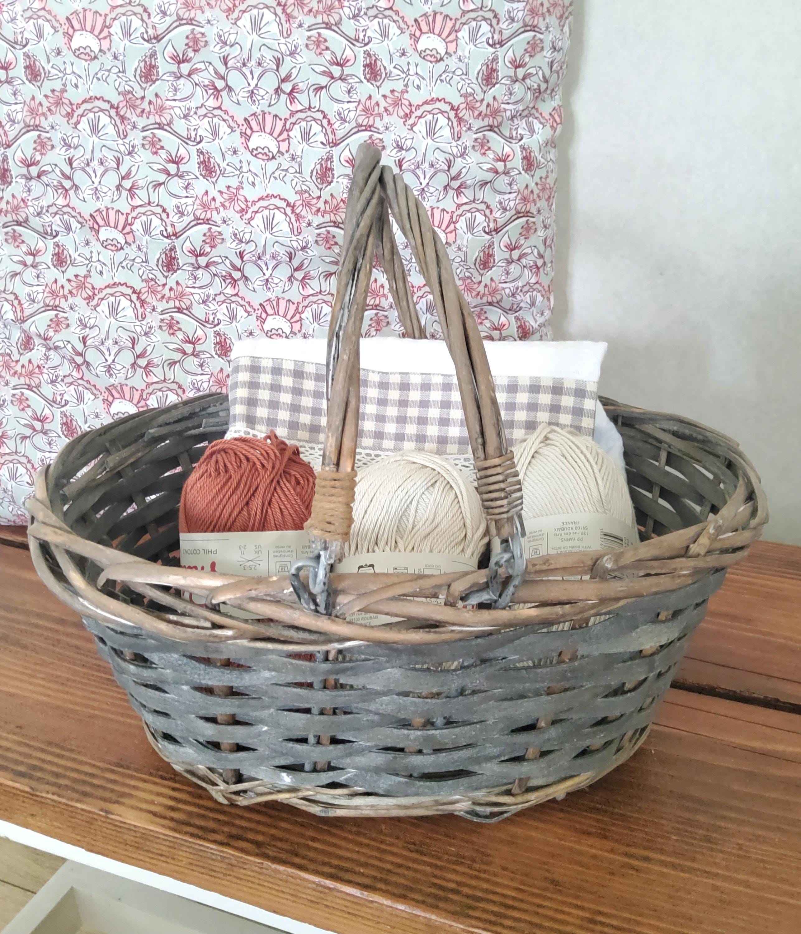 Grand Panier En Osier Vintage Forme Bateau - Années 1950, 57x29x25 Cm