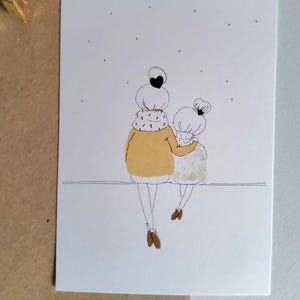 Carte Mère et fille sous un ciel étoilé