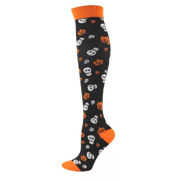 Kompression Genex’s Halloween Themed Black, Orange & White Compression Socks | 20-30 mmHg| Skull Socks | Circulation Socks