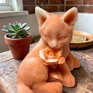 Handmade Cat Soap with Flower: Vegan Glycerin or Goat Milk Soap