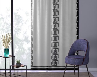 Black and Gray Linked Sheer Window Curtain