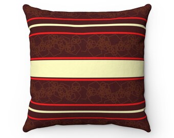 Red Wine Deluxe Spun Polyester Square Throw Pillow