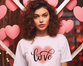 バレンタイン ラブ T シャツ、恋人たちのシャツ、バレンタインデー シャツ、バレンタイン フラワー シャツ、バレンタインへのギフト、ハート T シャツ、バレンタイン ハート T シャツ