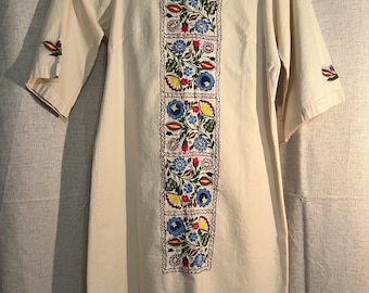 Vintage Boho Embroidered Tunic Dress XS/S