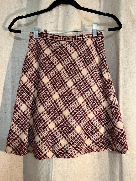 Red & White Vintage High Waist Plaid Skirt XXS/XS