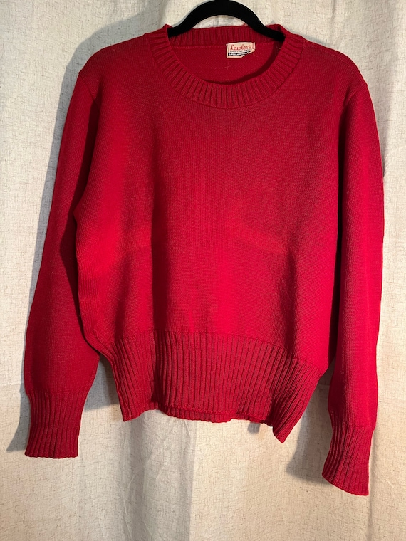 Vintage 60s 70s Red Crewneck Pullover Sweater XS/S