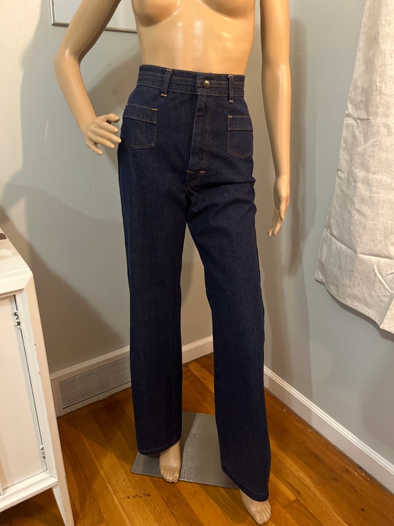 Vintage High Waisted 70s Bell Bottom Jeans - image 2
