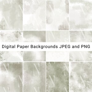 Può includere: Un set di 12 sfondi di carta digitale in tonalità di grigio e bianco. Gli sfondi hanno un aspetto testurizzato, simile all'acquerello. Sfondi di carta digitale JPEG e PNG.