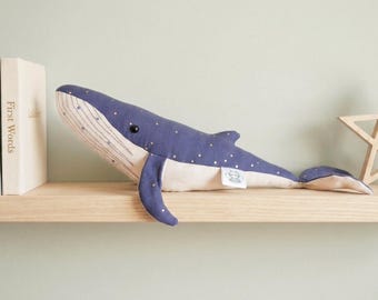 Mini Ballena - Peluche de ballena jorobada azul hecho a mano - Regalo para niños y bebés