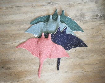 Handmade Dots Plush Manta-Ray - Ocean Stuffed Animal - Personalized Name - Baby and Kid's Gift - 4 colors to choose