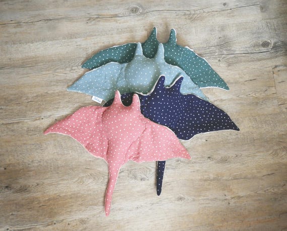 Handmade Dots Plush Manta-Ray - Ocean Stuffed Animal - Personalized Name - Baby and Kid's Gift - 4 colors to choose