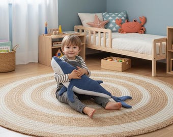 Peluche grande baleine 100 % coton, parfaite pour un cadeau de jouet pour bébé et enfant, taille XL, avec option de personnalisation