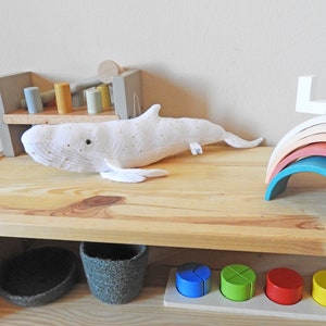 Mini White Whale - Ocean Stuffed Animal - Handmade Plushie Albino Humpback Whale - Children&#39;s Gift