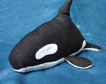 Big Stuffed Orca Toy - Ocean Animal Killer Whale Plushie - Handmade Dolphin for Sea Lovers
