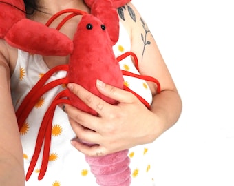 Peluche grande de Red Lobster, hecho de tela suave, un gran regalo para niños.