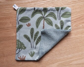 Trees mini towel, handmade fabric baby newborn or toddler towel, forest or jungle, hands, mouth, toys or diaper changing toilet towel