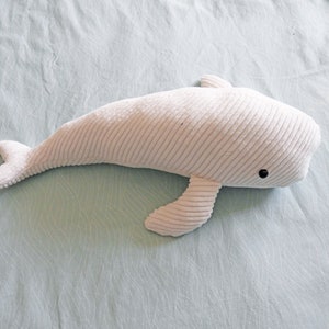 Handmade Big Stuffed Beluga Whale - White Beluga Plushie - Artic and Ocean Animal Lovers - Babies and Kids Gift