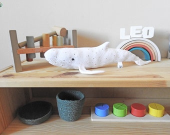 Mini White Whale - Ocean Stuffed Animal - Handmade Plushie Albino Humpback Whale - Children's Gift