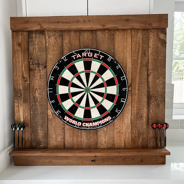 Handmade Wooden Dartboard Surround With Shelf | Made From Recycled Pallet Wood, Rustic Dartboard Surround