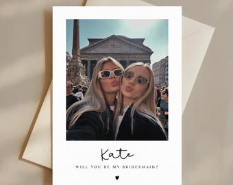 Bridesmaid, Maid Of Honour Photo Proposal Postcard | Personalised Polaroid Style Bridesmaid Card, Weddings