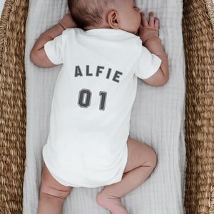 Personalised Football Baby Vest | Football Fan, Pregnancy Announcement, Baby Shower Gift, Baby Football Outfit, Custom Name Football Vest