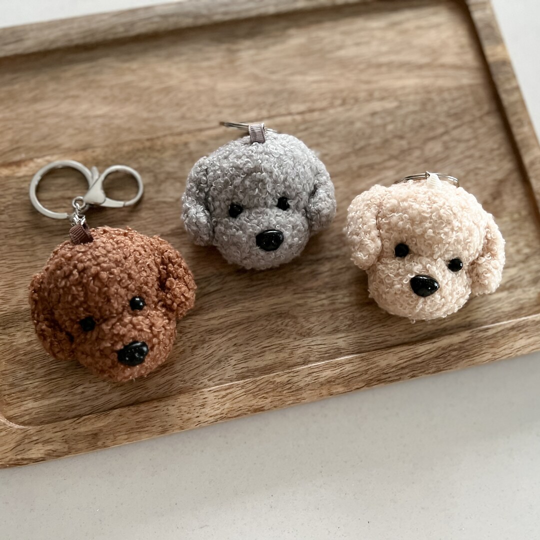 Crocheted Dog Face Keyring Charm Keyring, Gift for Her, Gifts for Him, Cockapoo, Doggie, Dog
