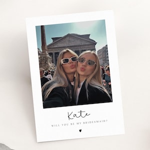 Bridesmaid, Maid Of Honour Photo Proposal Postcard | Personalised Polaroid Style Bridesmaid Card, Weddings
