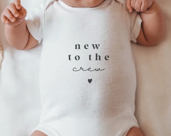 New To The Crew Baby Vest | Baby Grow, Baby Shower Gift, Baby Girl, Baby Boy, Unisex, New Baby, Coming Home Outfit, Pregnancy Announcement