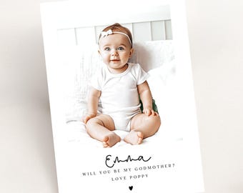 Will You Be My Godmother Photo Proposal Postcard | Personalised Photo Card, Godmother Proposals, Godparent, Christening Card, Godmother Gift