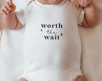 Worth The Wait Baby Vest | Baby Grow, Baby Shower Gift, Baby Girl, Baby Boy, Unisex, New Baby, Pregnancy Announcement, Coming Home Outfit