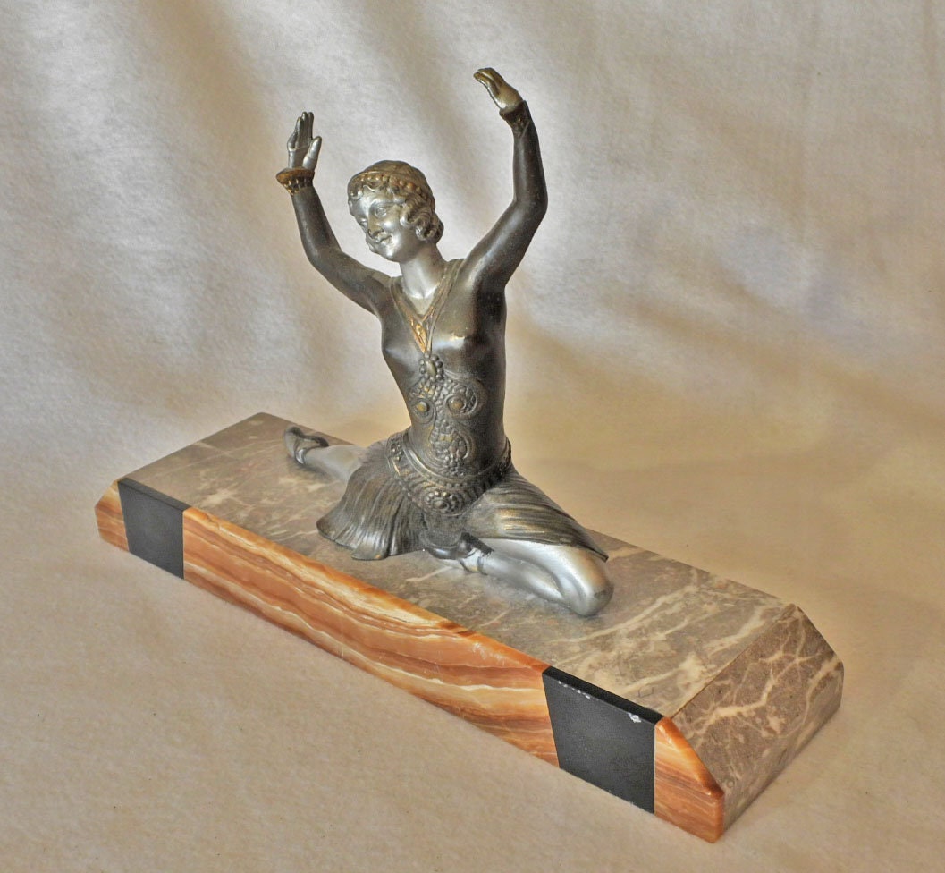 Lovely Art Deco Period Statue by Listed Artist Molins, on Articulated ...
