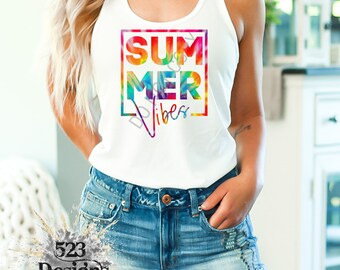 Summer Vibes DTF, Tie Dye dtf, Summer ready to press transfer, Screen Print transfer, Neon Tie Dye Summer Vibes dtf, Beach dtf, Lake dtf