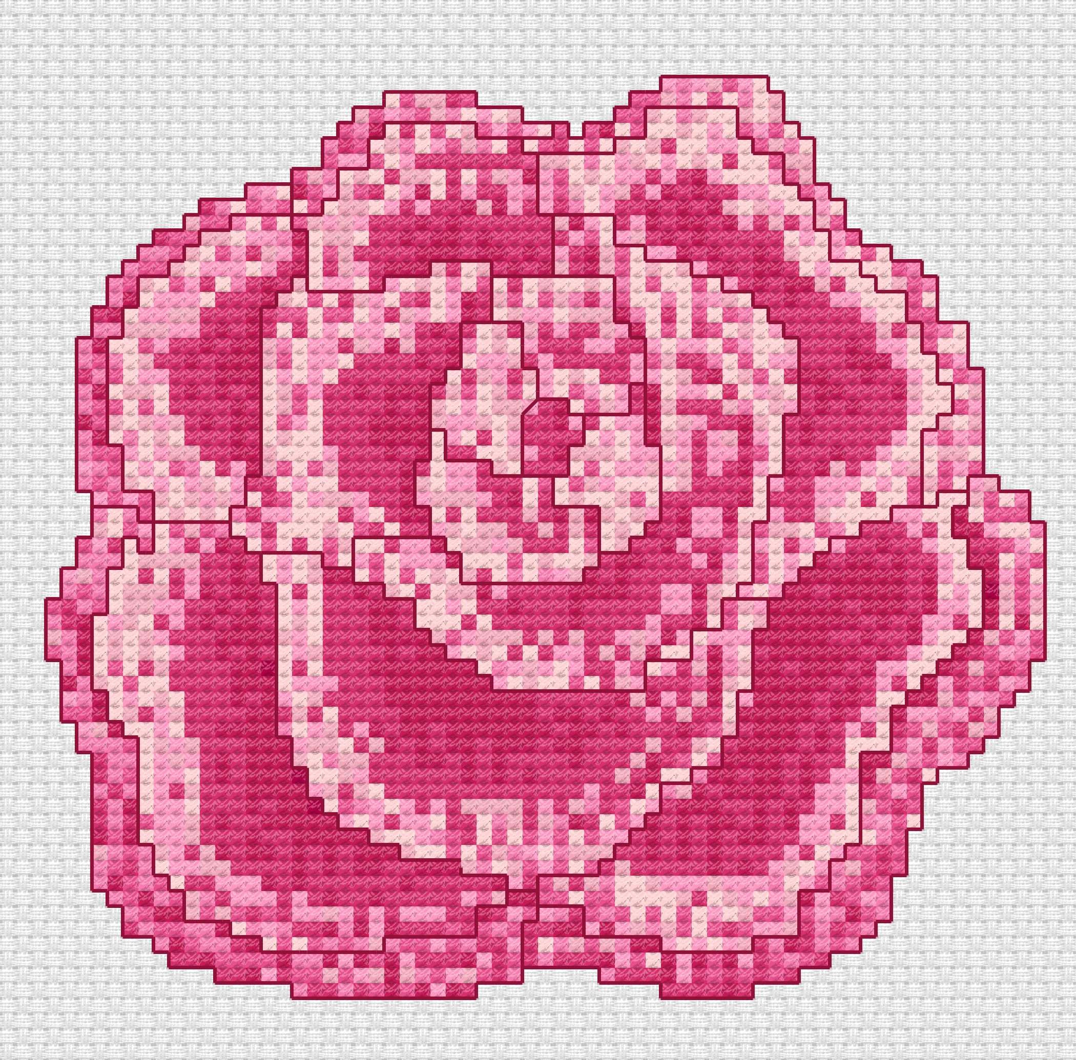 Pink Rose Cross Stitch Pattern, Stitchery Glittery Fun Cross Stitch ...