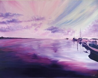 Pintura a óleo das margens de Belize