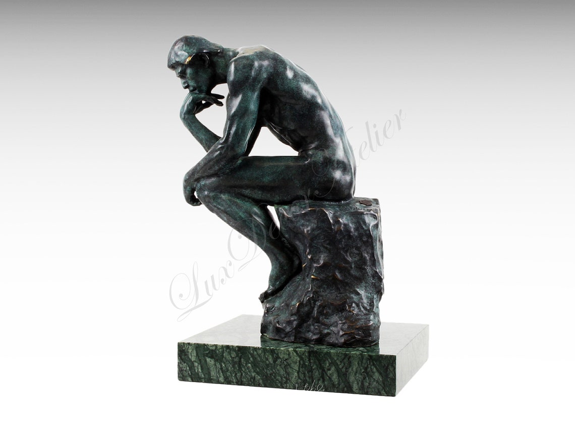 Large the Thinker Bronze Statue Patinated Bronze Sculpture on Etsy