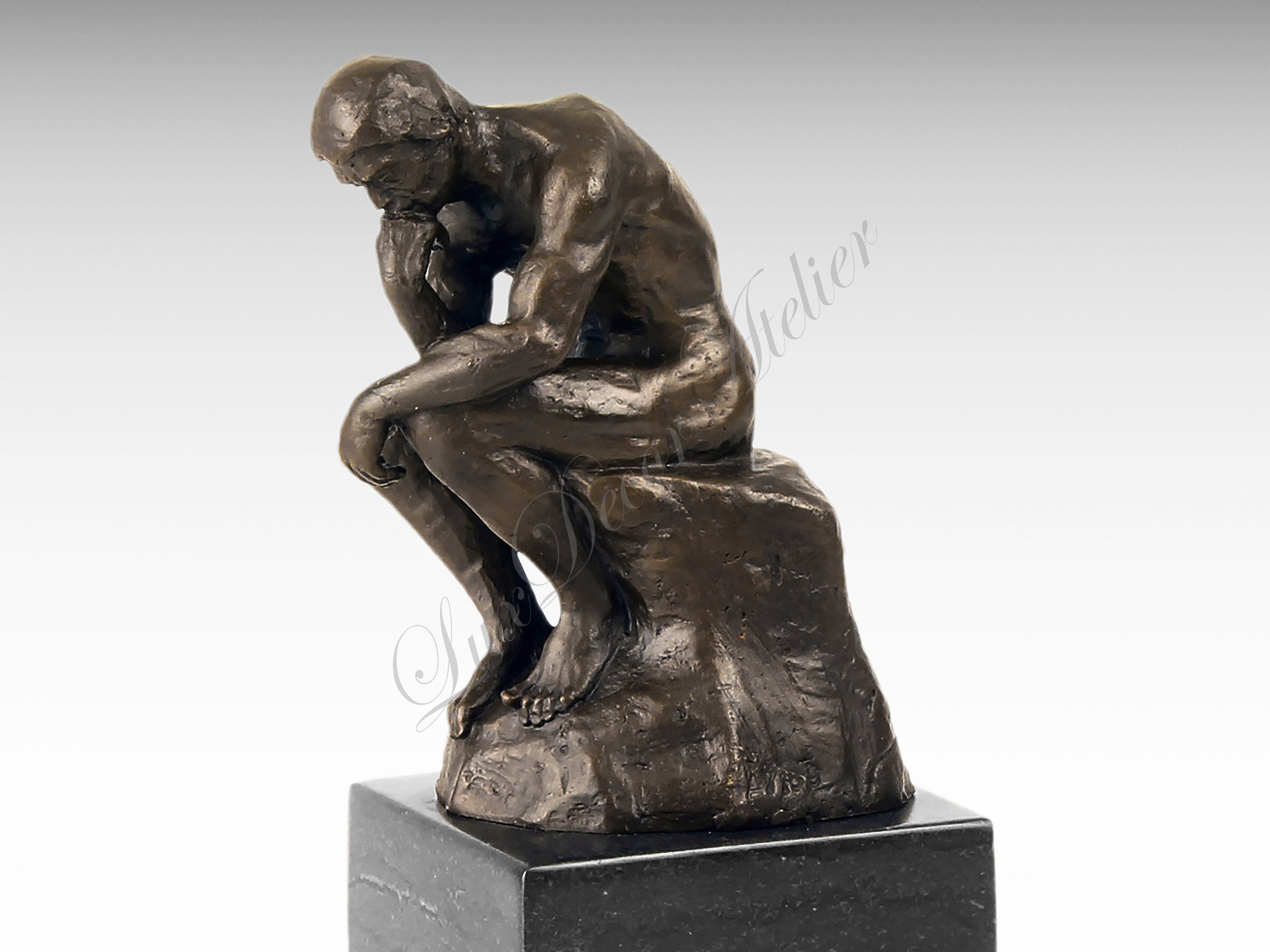 Bronze Sculpture of the Thinker Statue Marble Base Solid Etsy