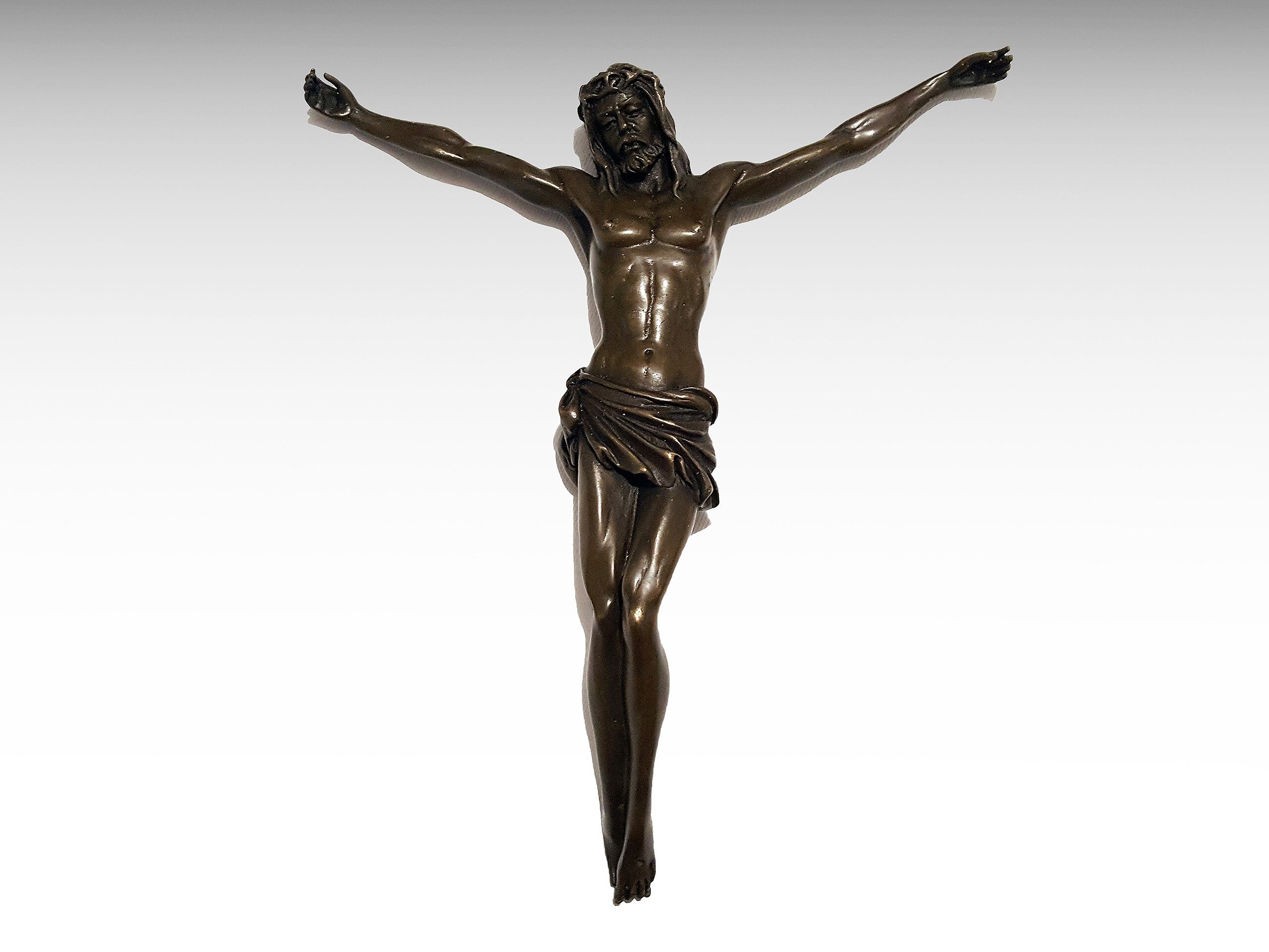Wall Bronze Sculpture of Jesus Christ Corpus, Religious Item Cross