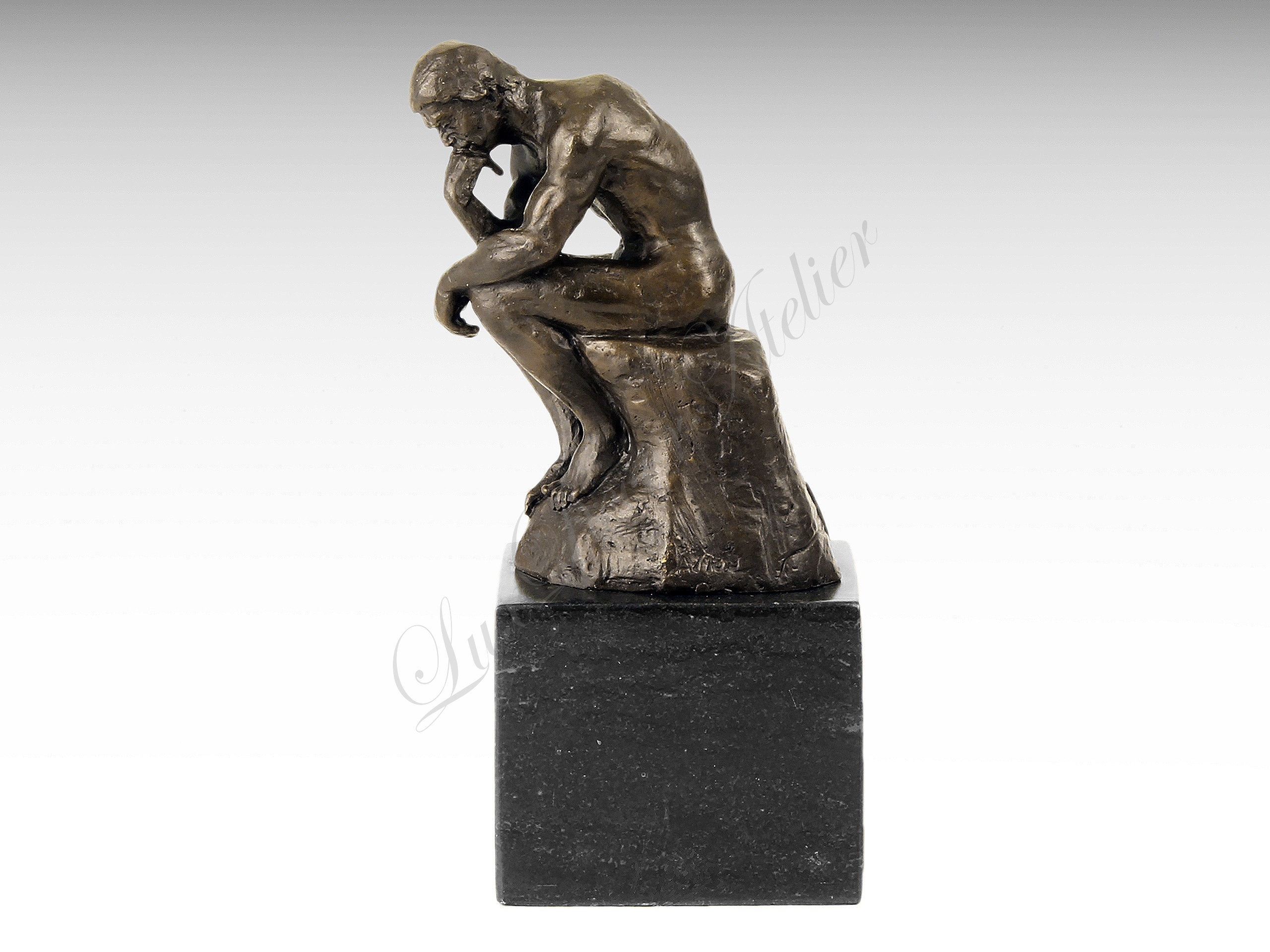 Bronze Sculpture of the Thinker Statue Marble Base Solid Etsy